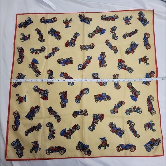 VINTAGE scarf beige antique model T car‎ cream ivory square - Picture 7 of 7